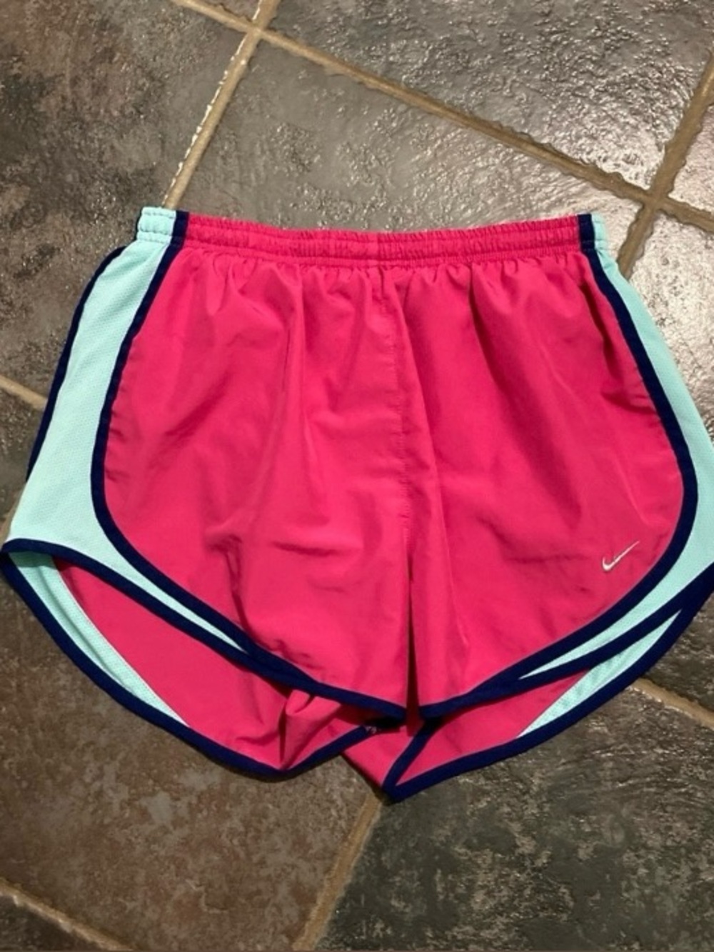 Nike Women’s Hot Pink Running Shorts with Light Aqua Panels Size M